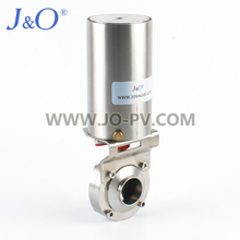 Sanitary Stainless Steel Pneumatic Butt Weld Butterfly Valve With SS Actuator